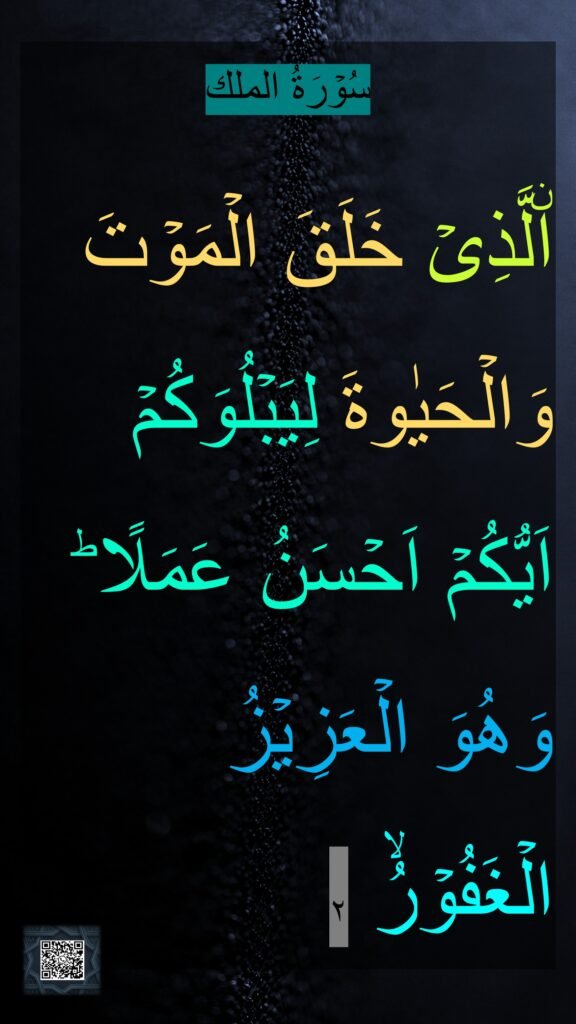 سُوۡرَةُ الملك

اۨلَّذِىۡ خَلَقَ الۡمَوۡتَ وَالۡحَيٰوةَ لِيَبۡلُوَكُمۡ اَيُّكُمۡ اَحۡسَنُ عَمَلًا ؕ وَهُوَ الۡعَزِيۡزُ الۡغَفُوۡرُۙ‏ ٢‏
